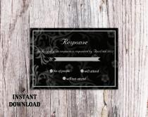 wedding photo -  DIY Wedding RSVP Template Editable Text Word File Download Rsvp Template Printable RSVP Cards Black Rsvp Card Template Elegant Rsvp Card - $6.90 USD
