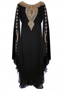 wedding photo -  Jywal Embroidered Kaftan Dress in Black and Gold