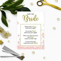 wedding photo -  Gold and Pink Dont Say Bride Game-Glitter Floral DIY Printable-Personalized Bridal Shower Games-Bridal Shower Ring Game-Take a Ring Game - $3.50 USD