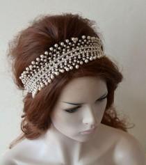 wedding photo -  Wedding Headband, Bridal Hair Accessories, Pearl Headband, Pearl Headpiece, Bridal Headpiece, Wedding Hair Jewelry - $87.00 USD