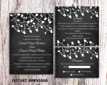 wedding photo -  Wedding Invitation Template Download Printable Invitations Editable Chalkboard Wedding Invitation Black & White Heart Invitation Invites DIY - $18.90 USD