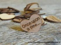 wedding photo -  Once upon a time... Wood Hearts- Wood Burned 100 count