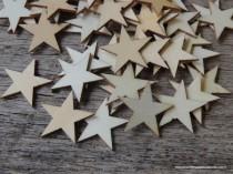 wedding photo -  50 Little Wood Stars Very Small 1-1/2 inch size