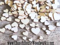 wedding photo -  50 Tiny Mini Wood Hearts