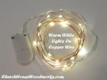 wedding photo -  Warm White On Copper Wire Battery Fairy Lights - LED Rustic Wedding Lights