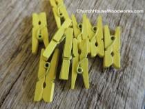 wedding photo -  Pack of 100 Mini Yellow Green Wooden Clothespins