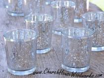 wedding photo -  12 Silver Mercury Glass Votive Holders