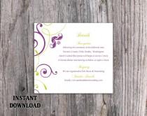 wedding photo -  DIY Wedding Details Card Template Download Printable Wedding Details Card Editable Green Purple Details Card Elegant Enclosure Cards Party - $6.90 USD