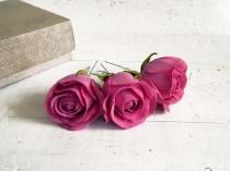 wedding photo -  Dark pink hair pins, Bridal headpiece, Fuchsia small flowers, Wedding hairpins, Floral hairpiece, Pink roses, Bridal hair pins, Pink wedding - $16.00 USD