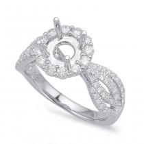 wedding photo -  Diamond 4-Row Shank & Halo Ring 14k White Gold, (6.5mm) 1.00 Carat Round Forever One Moissanite (optional), Moissanite Engagement Rings - $2415.00 USD