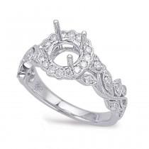 wedding photo -  Diamond Vintage Milgrain Halo & Leaf Ring 14k White Gold, (6.5mm) 1.00 Carat Round Forever One Moissanite (optional), Engagement Rings - $1550.00 USD