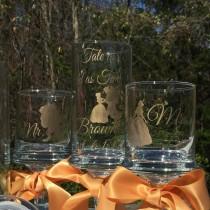 wedding photo -  Unity Sand Set "a Tale as Old as Time" Personalized Mr. Mrs. Pedestal Apothecary Gold Painted Glass Ceremony Fairy tale Wedding - $44.99 USD