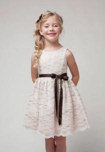 wedding photo -  Lace Flower Girl Dress with Ribbon (2T-12)