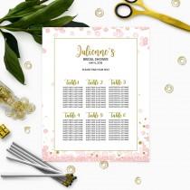 wedding photo -  Pink and Gold Bridal Shower Seating Chart-Personalized Floral Bridal Shower Table Seating Sign-DIY Printable Table Plan For Bridal Shower - $7.50 USD