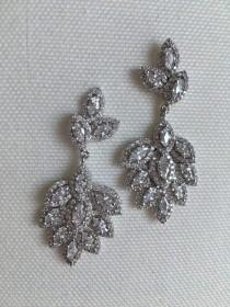 wedding photo -  Cubic Zirconia Bridal Earrings, Leaf style Wedding Earrings, Bridesmaid Jewelry, Bridal Jewelry, Bridal Earrings Crystal Teardrop Earrings - $38.90 USD
