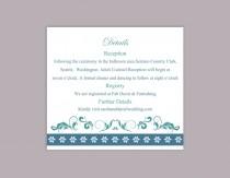 wedding photo -  DIY Wedding Details Card Template Download Printable Wedding Details Card Editable Teal Blue Details Card Elegant Floral Information Cards - $6.90 USD