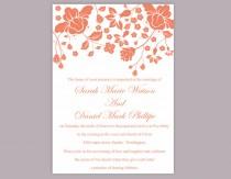 wedding photo -  Wedding Invitation Template Download Printable Invitations Boho Wedding Invitation Editable Floral Invitation Orange Invitation Flower DIY - $6.90 USD