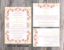 wedding photo -  Wedding Invitation Template Download Printable Wedding Invitation Editable Invites Elegant Pink Invitations Yellow Wedding Invitations DIY - $15.90 USD