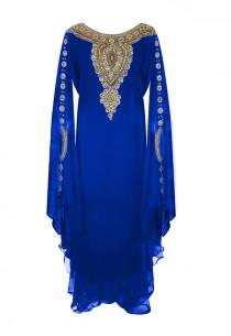 wedding photo -  Blue Gold Embellished Kaftan Dress - Jywal