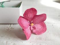 wedding photo -  Floral orchid hair pin, Beach wedding, Wedding hair pin, Gift for women, Pink flower, Floral headpiece, Vanda orchid, Realistic flower - $12.00 USD