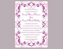 wedding photo -  Wedding Invitation Template Download Printable Wedding Invitation Editable Pink Invitations Elegant Invitation Purple Wedding Invitation DIY - $6.90 USD