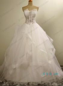 wedding photo -  H1202 Sexy see through bodice tulle ball gown wedding dress