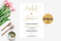 wedding photo -  Bridal shower gold invitations - Printable Wedding Shower Invitations -Wedding Invitation - Printable Wedding Invitations - PDF #WDH0094 - $6.50 EUR