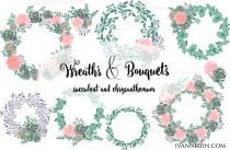 wedding photo -  34 Wedding Succulents Floral clipart Small Commercial Use - $5.00 USD