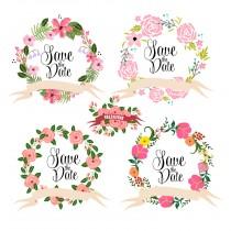 wedding photo -  Wreaths Floral clipart, Digital Wreath, Floral Frames, Flowers, Arrows Clip art for scrapbooking, wedding invitations, Small Commercial Use - $5.00 USD
