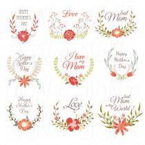 wedding photo -  Hand Drawn Floral wreath for Mather's day, card template, Clip art for scrapbooking, wedding invitations, Personal and Small Commercial Use - $0.99 USD