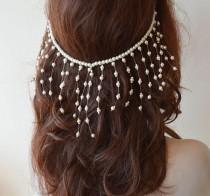 wedding photo -  Pearl Wedding Headpiece, Bridal Head Chain, Pearl Hair Jewelry, Pearl Wedding Headband, Bridal Hair Accessory - $49.00 USD