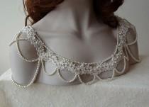 wedding photo -  Bridal Dress Shoulder Necklace, Lace Shoulder Necklace, Wedding Shoulder Jewelry, Wedding Dress Shoulder, Wedding Dress Accessory - $129.00 USD