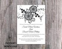wedding photo -  Lace Wedding Invitation Template Download Printable Invitations Boho Invitation Rustic Invitations Vintage Floral Black Invitations DIY - $8.90 USD