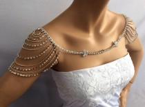 wedding photo -  Wedding Shoulder Jewelry, Bridal Shoulder Necklace, Bridal Necklace, Rhinestone Shoulder, Bridal Body Jewelry, Wedding Shoulder Necklace - $92.00 USD