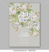 wedding photo -  Magnolia flower wedding invitation card template