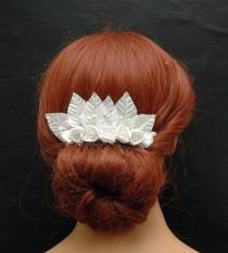 wedding photo -  Vintage Silk White Flower Hair Comb, Wedding Pearl Hair Comb, Bridal Comb, Wedding Hair Accessories, Wedding Hair Comb, Crystal Headpiece - $35.00 USD