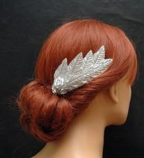 wedding photo -  Vintage Silver Leaf Hair Comb, Wedding Hair Comb, Bridal Hair Accessories, Flower Bohemian Hair Piece, Prom Accessories, Grecian Goddess - $25.00 USD