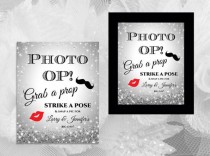 wedding photo -  DIY Printable Wedding Photo Booth Prop Sign Template | Editable MS Word file | 8 x 10 | Instant Download | Sparkly Silver Diamond Shower