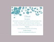 wedding photo -  DIY Wedding Details Card Template Download Printable Wedding Details Card Editable Teal Blue Details Card Floral Boho Enclosure Cards Party - $6.90 USD