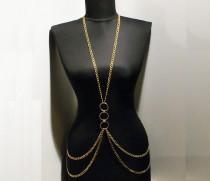 wedding photo -  Body chain necklace / gold body chain / body jewelry / body jewelry chain / body chain / sexy body chain - $28.00 USD