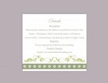 wedding photo -  DIY Wedding Details Card Template Download Printable Wedding Details Card Editable Olive Green Details Card Elegant Floral Information Cards - $6.90 USD