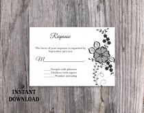 wedding photo -  DIY Lace Wedding RSVP Template Editable Word File Instant Download Black Rsvp Template Printable Vintage Rsvp Floral RSVP Card Rustic Rsvp - $7.90 USD