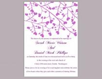 wedding photo -  Wedding Invitation Template Download Printable Wedding Invitation Editable Invitation Purple Wedding Invitation Heart Invitation Invites DIY - $6.90 USD