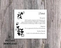 wedding photo -  DIY Lace Wedding Details Card Template Download Printable Wedding Details Card Floral Boho Details Card Black Rustic Enclosure Cards Vintage - $7.90 USD