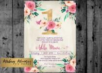wedding photo - First Birthday Party Invitation, 30th, 40th, Watercolor, Flowers,Floral, Shower Invitation, Floral Invite, Flower Invite -  sfc