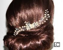 wedding photo -  Bridal Pearl Crystal Hair Comb Wedding Floral Hair Piece Swarovski Ivory Pearl Hair Comb Wedding Pearl Headpiece Bridal Pearl Hair Jewelry - $32.90 USD