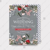 wedding photo -  Wedding invitation with chrysnthemum and peony