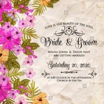 wedding photo -  Wedding invitation with chrysnthemum and peony