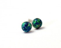wedding photo -  Opal Stud Earrings, Emerald Green Opal Stud Earrings, Post Earrings With Opal Stone, Everyday Earrings, Christmas Gift