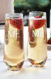 wedding photo - 'For The Couple' Stemless Champagne Flutes